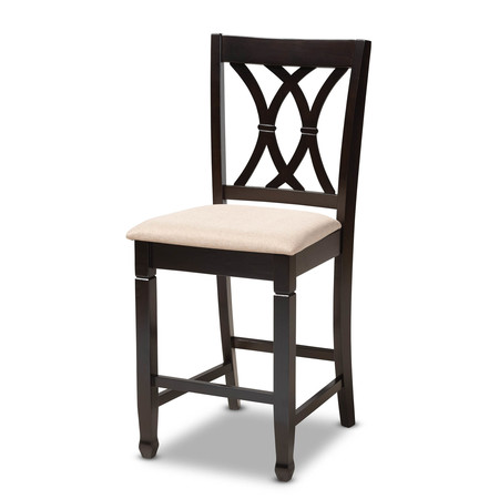 Baxton Studio Reneau Sand Upholstered Espresso Finished 5-Piece Wood Pub Set 157-9595-9776